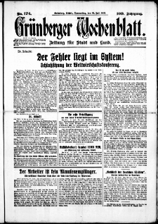 Grünberger Wochenblatt: Zeitung für Stadt und Land, No. 174. (27. Juli 1933)