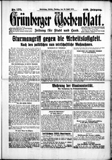 Grünberger Wochenblatt: Zeitung für Stadt und Land, No. 175. (28. Juli 1933)