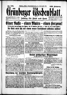 Grünberger Wochenblatt: Zeitung für Stadt und Land, No. 176. (29./30. Juli 1933)
