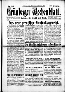 Grünberger Wochenblatt: Zeitung für Stadt und Land, No. 180. (3. August 1933)