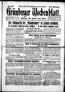 Grünberger Wochenblatt: Zeitung für Stadt und Land, No. 188. (12./13. August 1933)