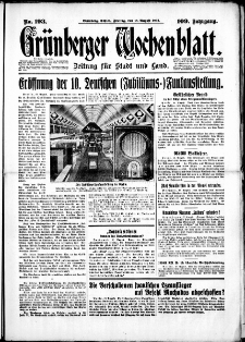 Grünberger Wochenblatt: Zeitung für Stadt und Land, No. 193. (18. August 1933)