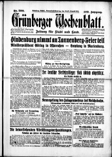 Grünberger Wochenblatt: Zeitung für Stadt und Land, No. 200. (26./27. August 1933)