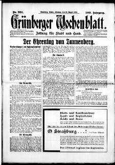 Grünberger Wochenblatt: Zeitung für Stadt und Land, No. 201. (28. August 1933)