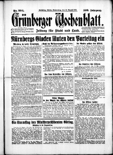 Grünberger Wochenblatt: Zeitung für Stadt und Land, No. 204. (31. August 1933)