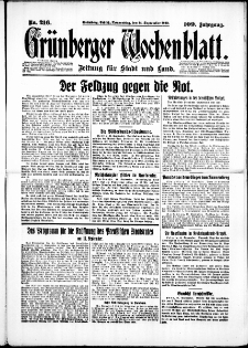 Grünberger Wochenblatt: Zeitung für Stadt und Land, No. 216. (14. September 1933)