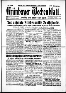 Grünberger Wochenblatt: Zeitung für Stadt und Land, No. 218. (16./17. September 1933)