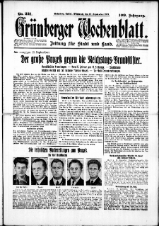 Grünberger Wochenblatt: Zeitung für Stadt und Land, No. 221. (20. September 1933)