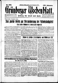 Grünberger Wochenblatt: Zeitung für Stadt und Land, No. 223. (22. September 1933)