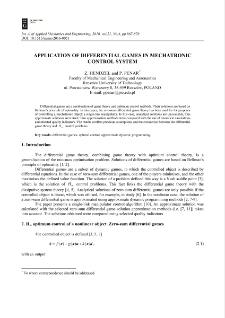 Application of differential games in mechatronic control system