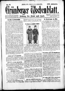Grünberger Wochenblatt: Zeitung für Stadt und Land, No. 6. (7. Januar 1928)