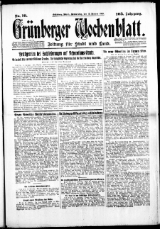 Grünberger Wochenblatt: Zeitung für Stadt und Land, No. 10. (12. Januar 1928)