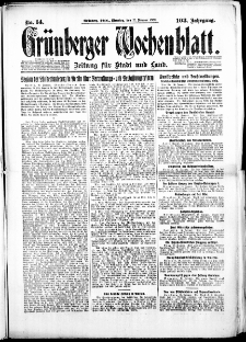 Grünberger Wochenblatt: Zeitung für Stadt und Land, No. 14. (17. Januar 1928)