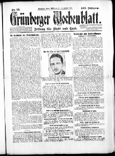Grünberger Wochenblatt: Zeitung für Stadt und Land, No. 15. (18. Januar 1928)