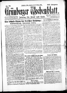 Grünberger Wochenblatt: Zeitung für Stadt und Land, No. 19. (22. Januar 1928)