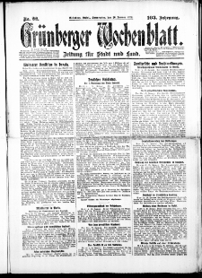 Grünberger Wochenblatt: Zeitung für Stadt und Land, No. 22. (26. Januar 1928)