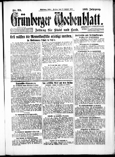 Grünberger Wochenblatt: Zeitung für Stadt und Land, No. 23. (27. Januar 1928)