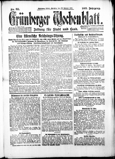 Grünberger Wochenblatt: Zeitung für Stadt und Land, No. 25. (29. Januar 1928)