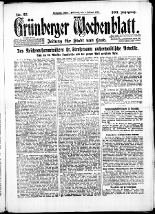 Grünberger Wochenblatt: Zeitung für Stadt und Land, No. 27. (1. Februar 1928)