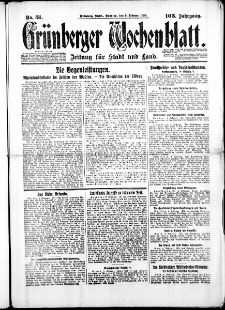Grünberger Wochenblatt: Zeitung für Stadt und Land, No. 31. (5. Februar 1928)