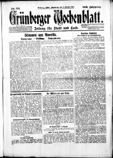 Grünberger Wochenblatt: Zeitung für Stadt und Land, No. 34. (9. Februar 1928)