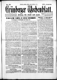 Grünberger Wochenblatt: Zeitung für Stadt und Land, No. 35. (10. Februar 1928)