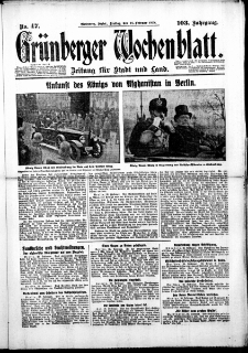 Grünberger Wochenblatt: Zeitung für Stadt und Land, No. 47. (24. Februar 1928)