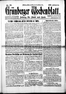 Grünberger Wochenblatt: Zeitung für Stadt und Land, No. 49. (26. Februar 1928)