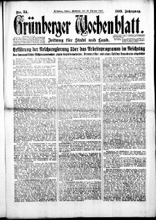 Grünberger Wochenblatt: Zeitung für Stadt und Land, No. 51. (29. Februar 1928)