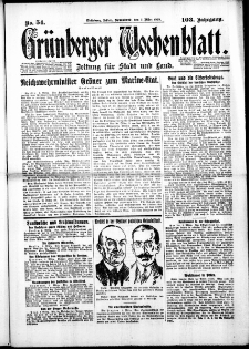 Grünberger Wochenblatt: Zeitung für Stadt und Land, No. 54. (3. März 1928)