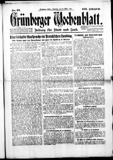 Grünberger Wochenblatt: Zeitung für Stadt und Land, No. 61. (11. März 1928)