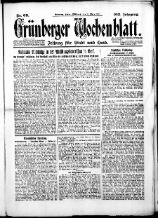 Grünberger Wochenblatt: Zeitung für Stadt und Land, No. 69. (21. März 1928)