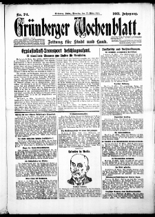 Grünberger Wochenblatt: Zeitung für Stadt und Land, No. 74. (27. März 1928)