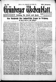 Grünberger Wochenblatt: Zeitung für Stadt und Land, No. 78. (31. März 1928)