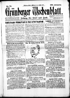 Grünberger Wochenblatt: Zeitung für Stadt und Land, No. 81. (4. April 1928)