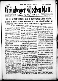 Grünberger Wochenblatt: Zeitung für Stadt und Land, No. 89. (15. April 1928)