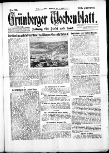 Grünberger Wochenblatt: Zeitung für Stadt und Land, No. 91. (18. April 1928)