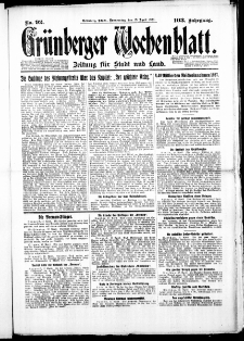 Grünberger Wochenblatt: Zeitung für Stadt und Land, No. 92. (19. April 1928)