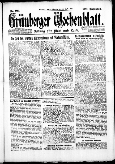 Grünberger Wochenblatt: Zeitung für Stadt und Land, No. 96. (24. April 1928)