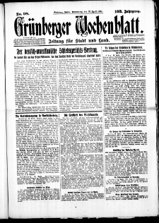 Grünberger Wochenblatt: Zeitung für Stadt und Land, No. 98. (26. April 1928)