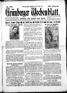 Grünberger Wochenblatt: Zeitung für Stadt und Land, No. 100. (28. April 1928)