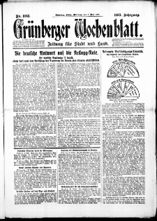 Grünberger Wochenblatt: Zeitung für Stadt und Land, No. 103. (2. Mai 1928)