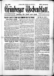 Grünberger Wochenblatt: Zeitung für Stadt und Land, No. 106. (5. Mai 1928)