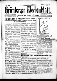 Grünberger Wochenblatt: Zeitung für Stadt und Land, No. 107. (6. Mai 1928)