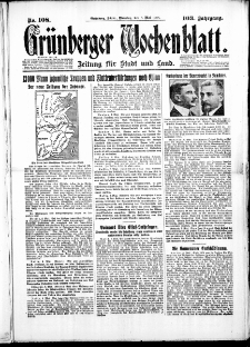 Grünberger Wochenblatt: Zeitung für Stadt und Land, No. 108. (8. Mai 1928)