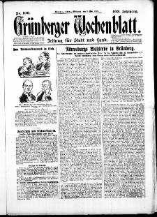 Grünberger Wochenblatt: Zeitung für Stadt und Land, No. 109. (9. Mai 1928)
