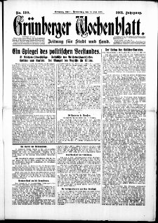 Grünberger Wochenblatt: Zeitung für Stadt und Land, No. 110. (10. Mai 1928)