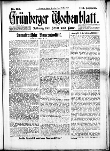 Grünberger Wochenblatt: Zeitung für Stadt und Land, No. 113. (13. Mai 1928)