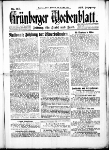 Grünberger Wochenblatt: Zeitung für Stadt und Land, No. 115. (16. Mai 1928)