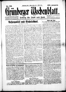 Grünberger Wochenblatt: Zeitung für Stadt und Land, No. 116. (17. Mai 1928)